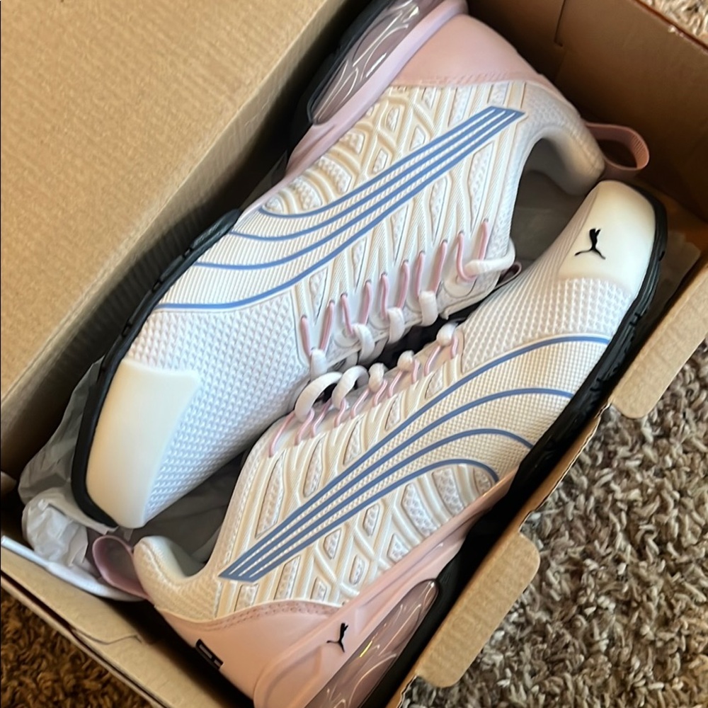 Puma White and Pink Sneakers with Modern Design